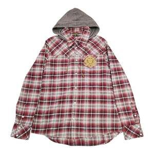 Obelisk Plaid Western Snap Shirt with Removable Knit Hood